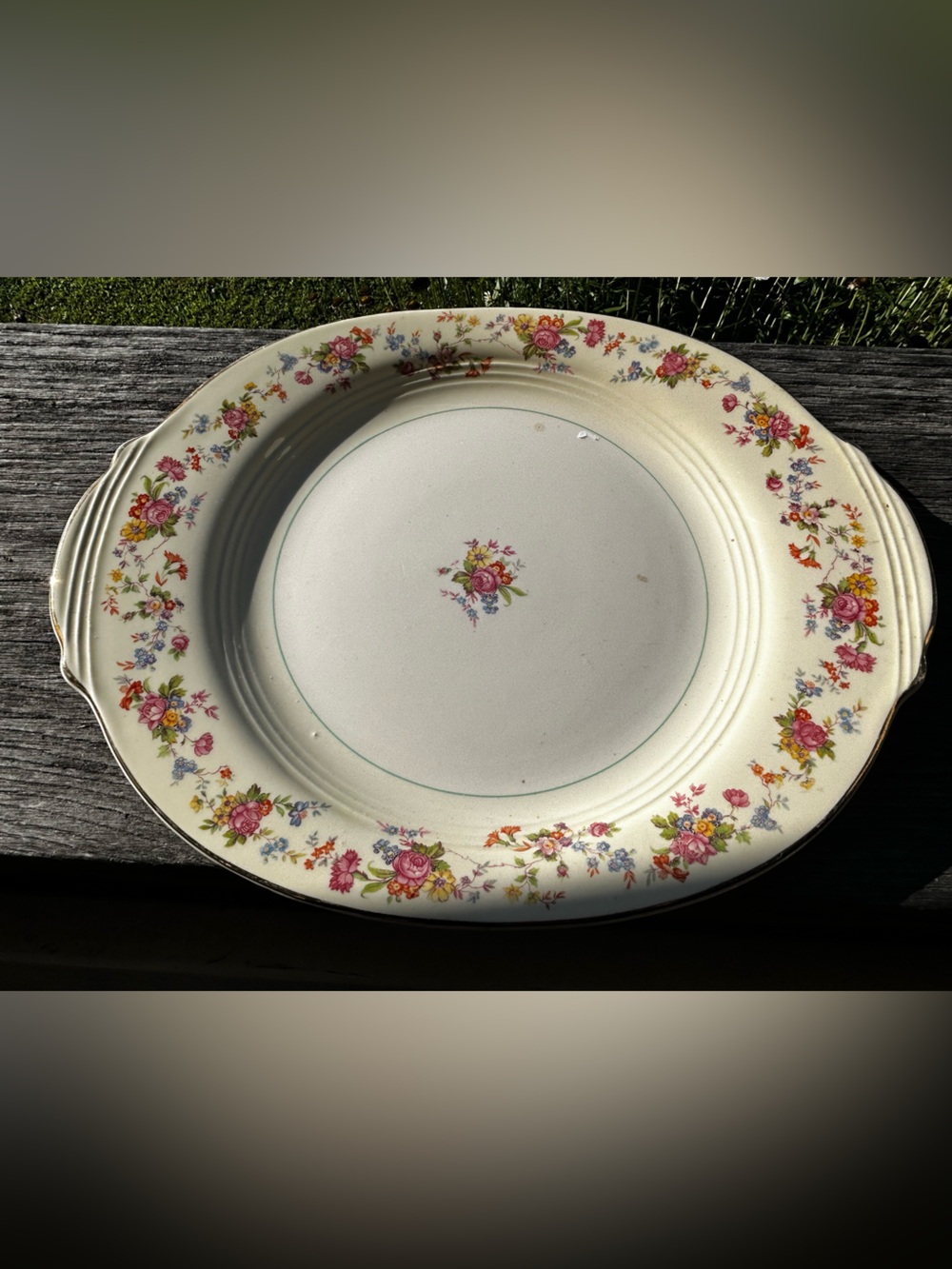 Vintage Homer Laughlin Floral Serving Platter Salem China 23k Gold Trim